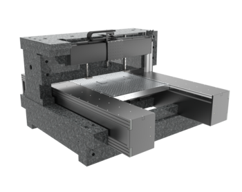 XY laser panel stage with travels up to 2500 x 1500 mm | Positioning system X linear motor, air bearing | Y ball screw, AC servo XY laser panel stage with travels up to 2500 x 1500 mm | Positioning system X linear motor, air bearing | Y ball screw, AC servo